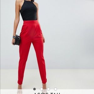 NEW tall ASOS red tapered high waist pant size 10